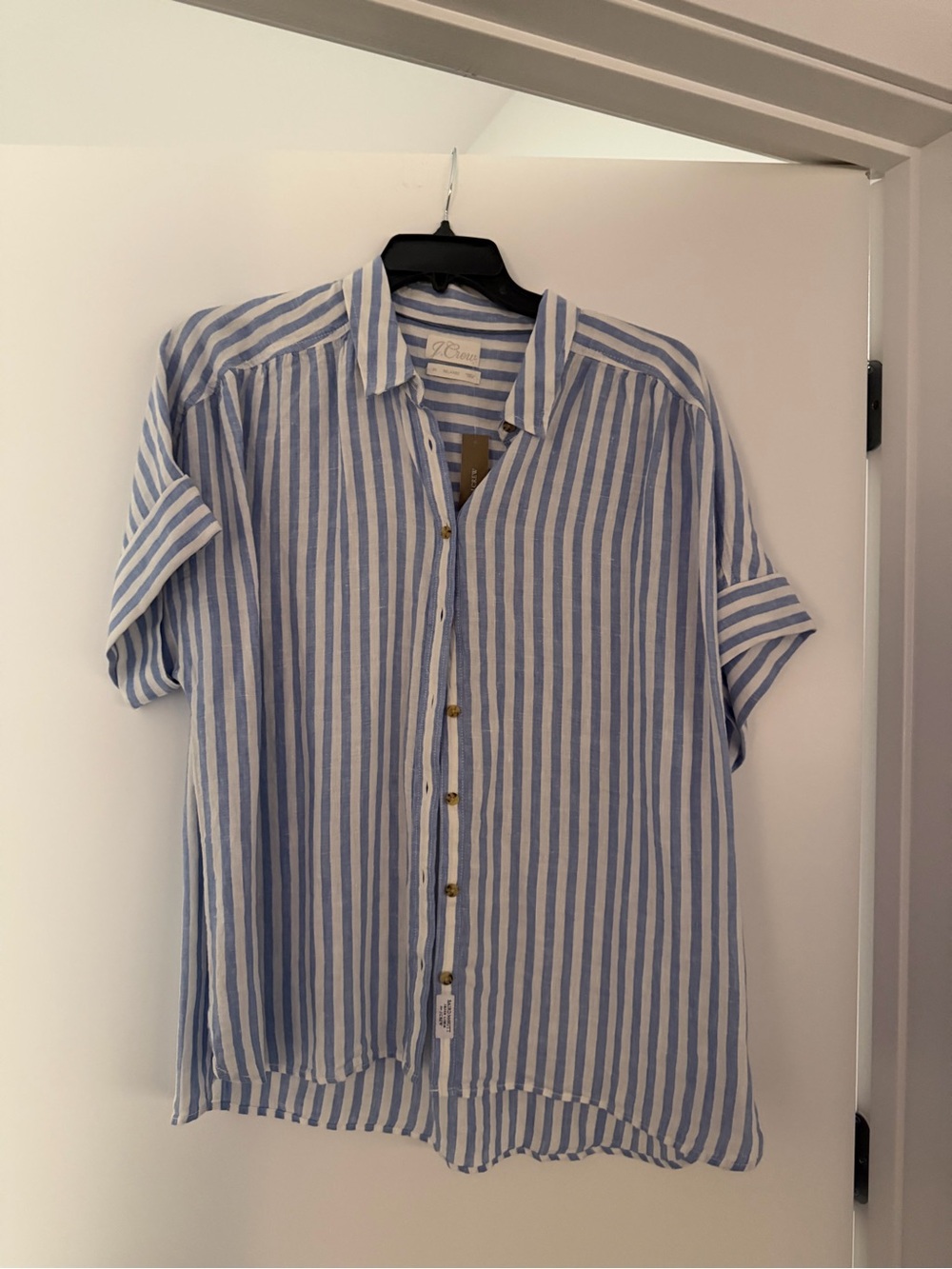 J. Crew Light Blue & White Striped Button-Down Shirt